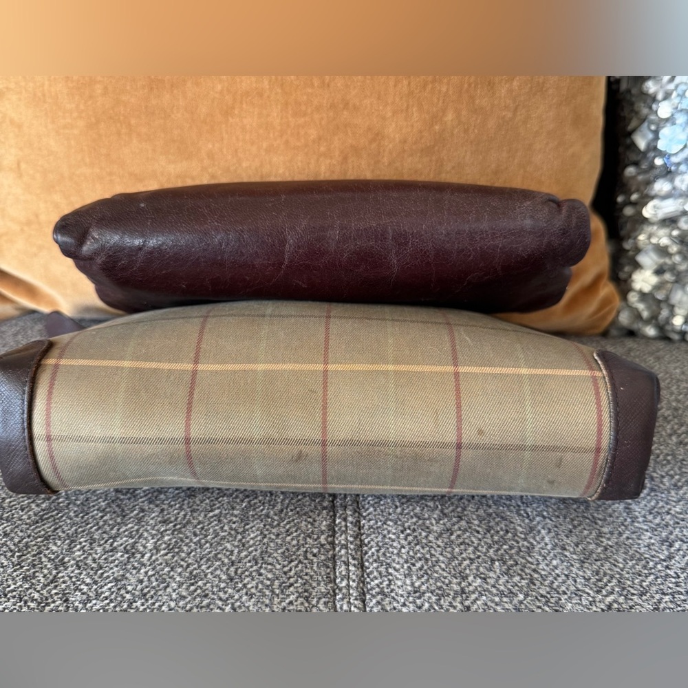 Burberry Brown Leather & Tan Plaid Cosmetic Clutch & HOBO Lauren Clutch-Wallet - Picture 12 of 15